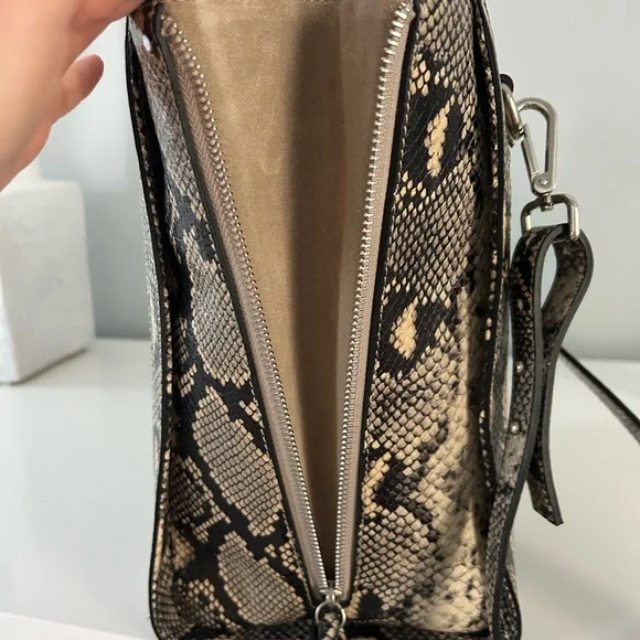 Valentino Black and Cream Python Pattern Tote
